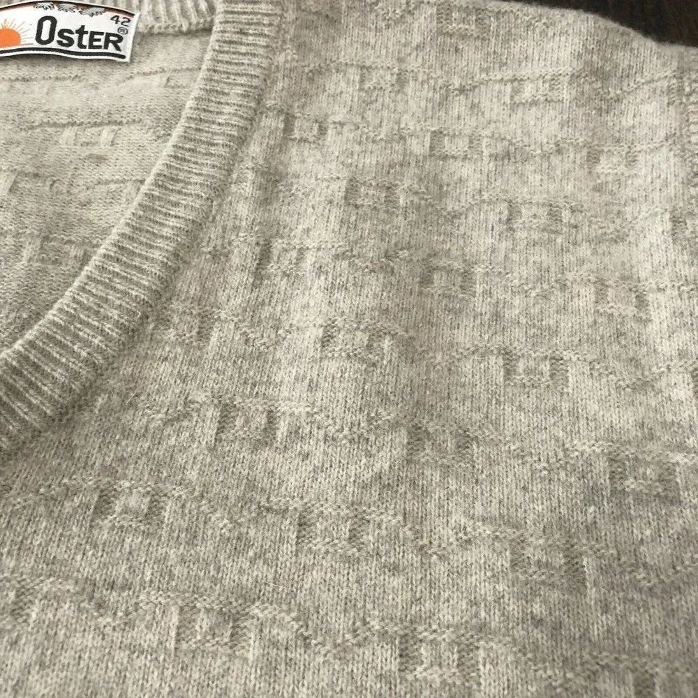 Vintage Oster Size 42 Wool Sweater Vest Beige Tan‎ V Neck Grandpa